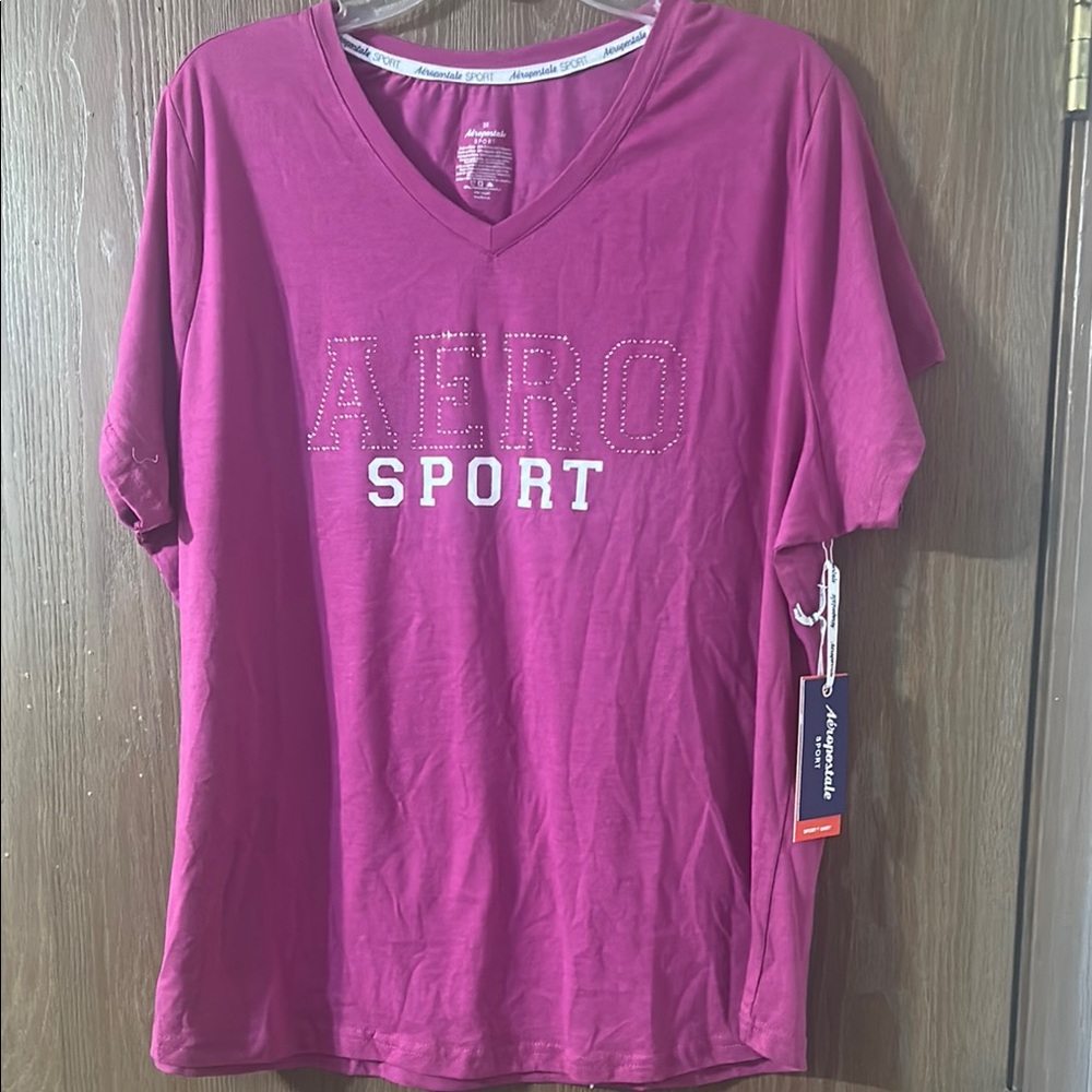 Aero Sport Pink V-Neck T-Shirt